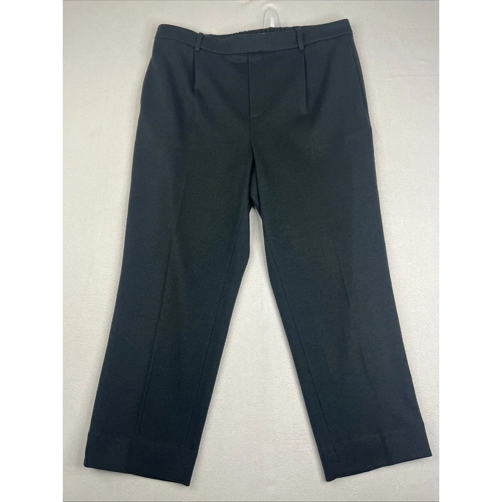Vince Forest Green Wool Blend Cozy Pull On Pleated Pants Womens XL Forest Green